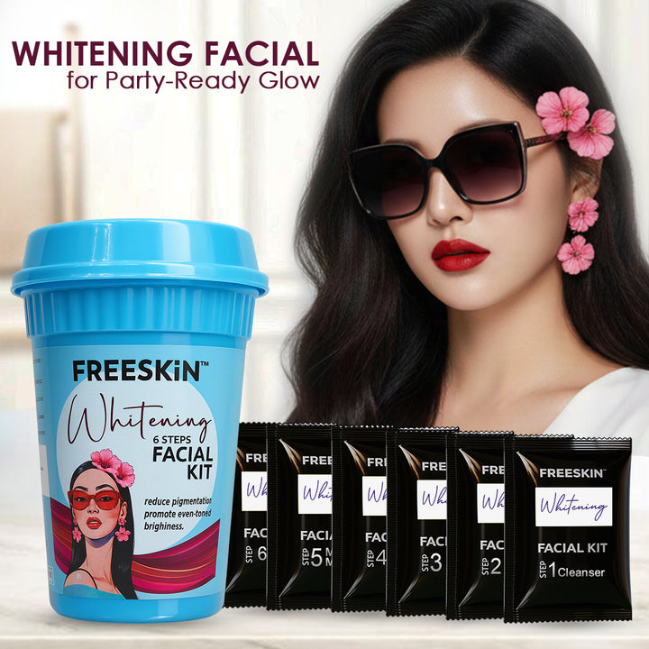 Whitening Facial Kit 60g | 6-Step Brightening Facial Kit | Pigmentation & Tan Removal Kit | Radiance Glow Skin Care Facial for Even Skin Tone