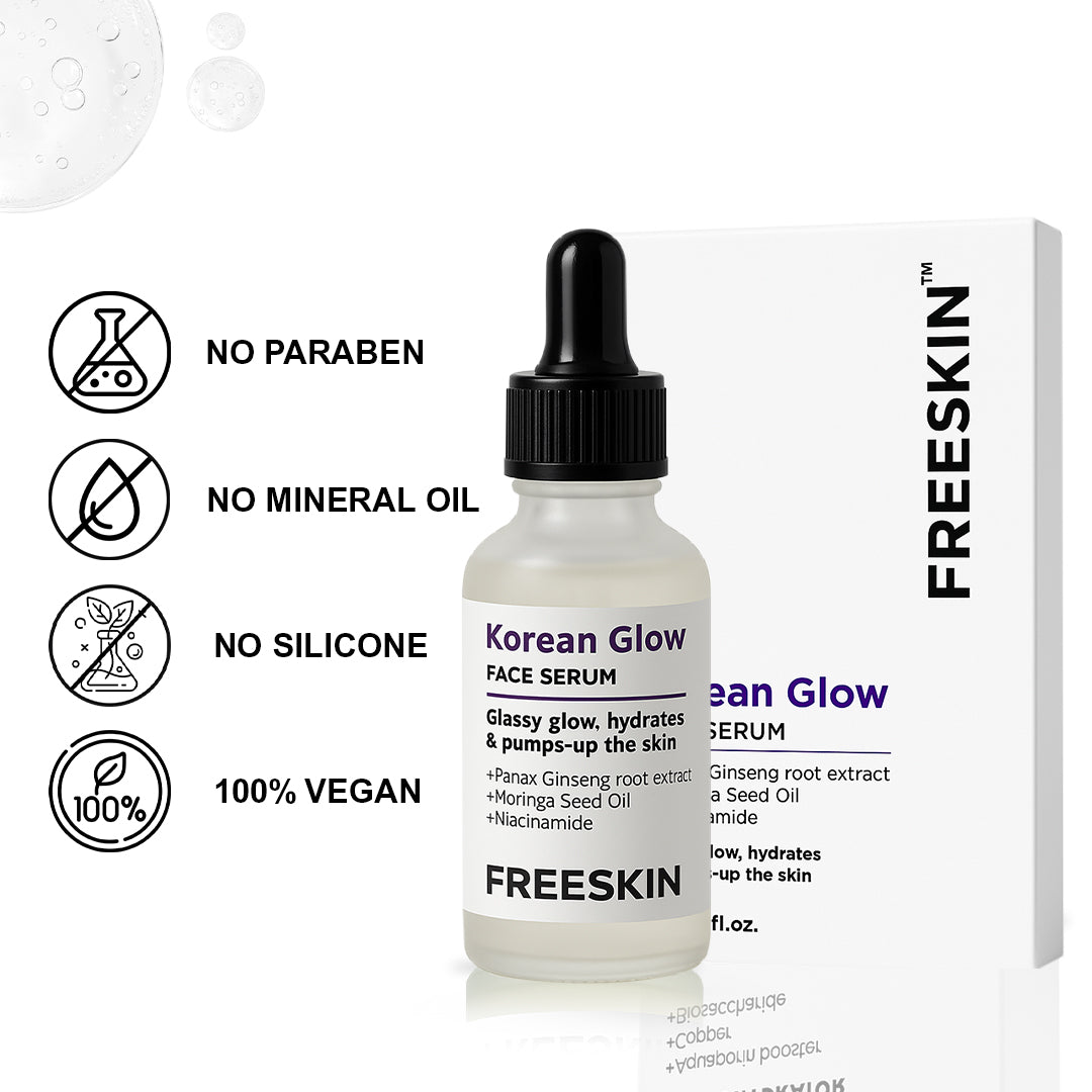 Korean Glow Face Serum (30ml) | Glass Skin Brightening Serum with Ginseng & Niacinamide for Radiant Dewy Glow