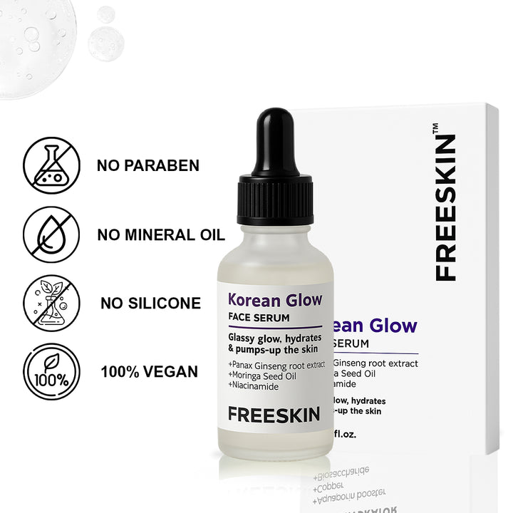 Korean Glow Face Serum (30ml) | Glass Skin Brightening Serum with Ginseng & Niacinamide for Radiant Dewy Glow