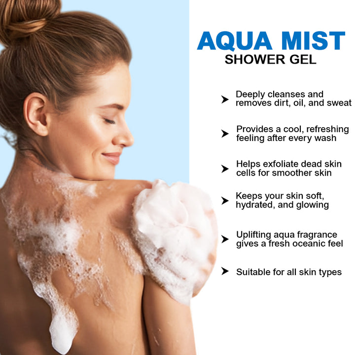 Aqua Mist Shower Gel 400ml | Mint Cooling Body Wash | Deep Cleansing, Refreshing & Hydrating Shower Gel for Fresh, Revitalized Skin