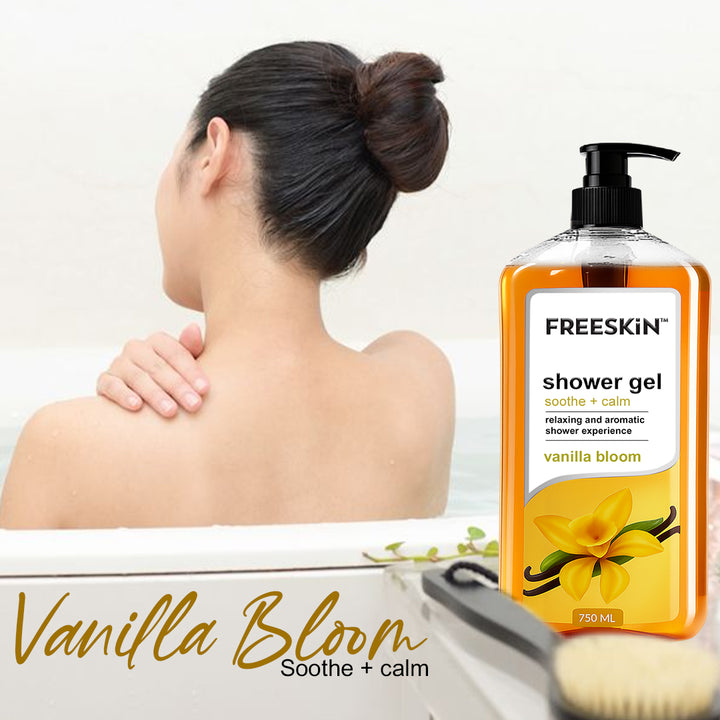 Vanilla Bloom Shower Gel 750ml | Moisturizing Body Wash with Warm Vanilla Fragrance | Gentle Cleanser for Soft, Smooth & Glowing Skin
