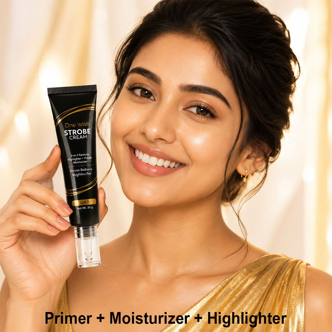 One Wish Strobe Cream Gold, 30g | 3-in-1 Primer, Highlighter & Moisturizer | Illuminating Makeup Base | Instant Radiance & Dewy Glazed Glow | Lightweight Formula | For All Skin Types