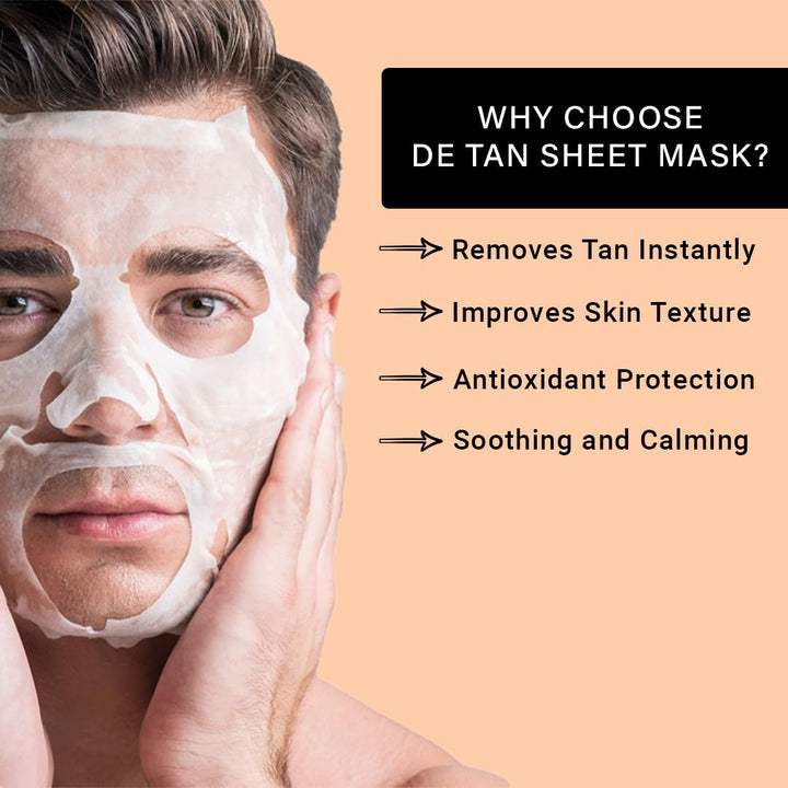 De Tan Facial Sheet Mask 25ml Combo Pack of 5 | Instant Tan Removal