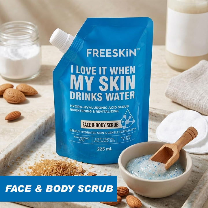 Hydra Hyaluronic Face & Body Scrub 225ml | Deep Hydration Exfoliating Scrub