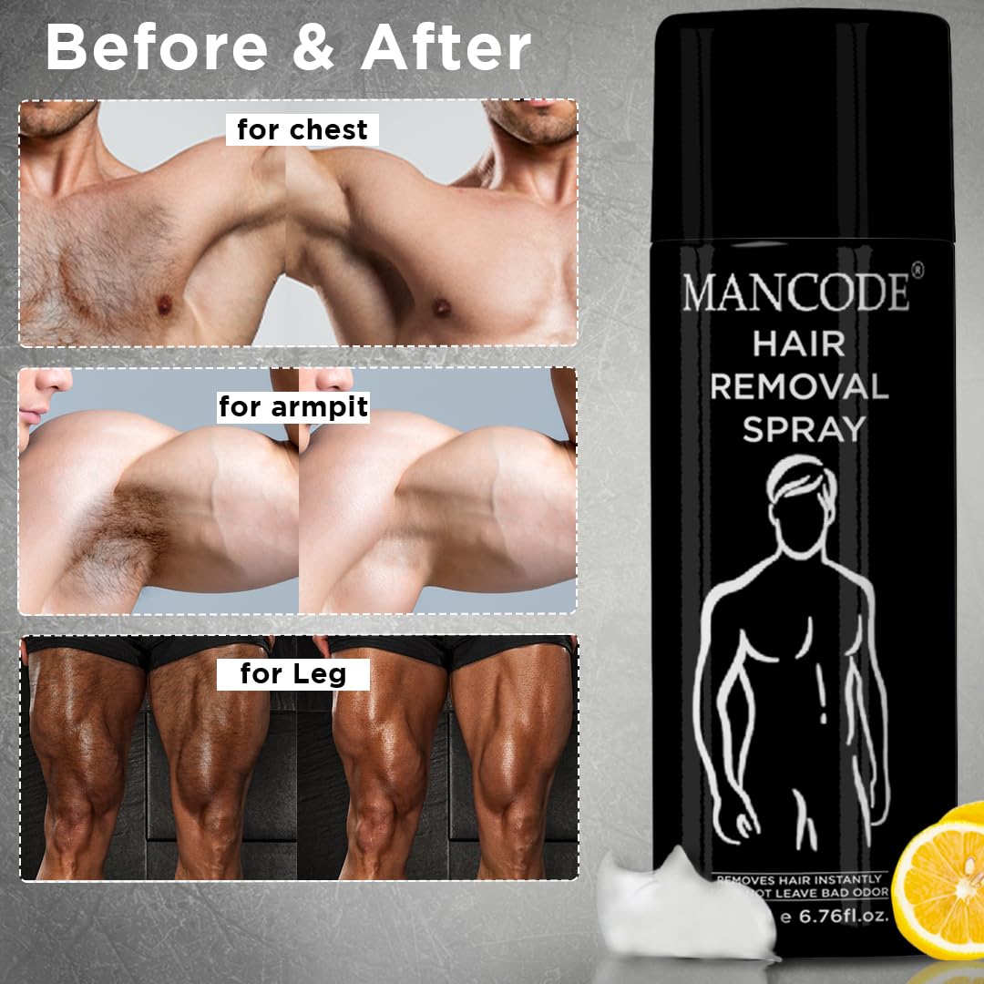 Hair Removal Foam Spray (200ml) | Painless Fast-Acting 3–6 Min Hair Removal for Men – Smooth Skin for Body, Chest, Back & Intimate Areas