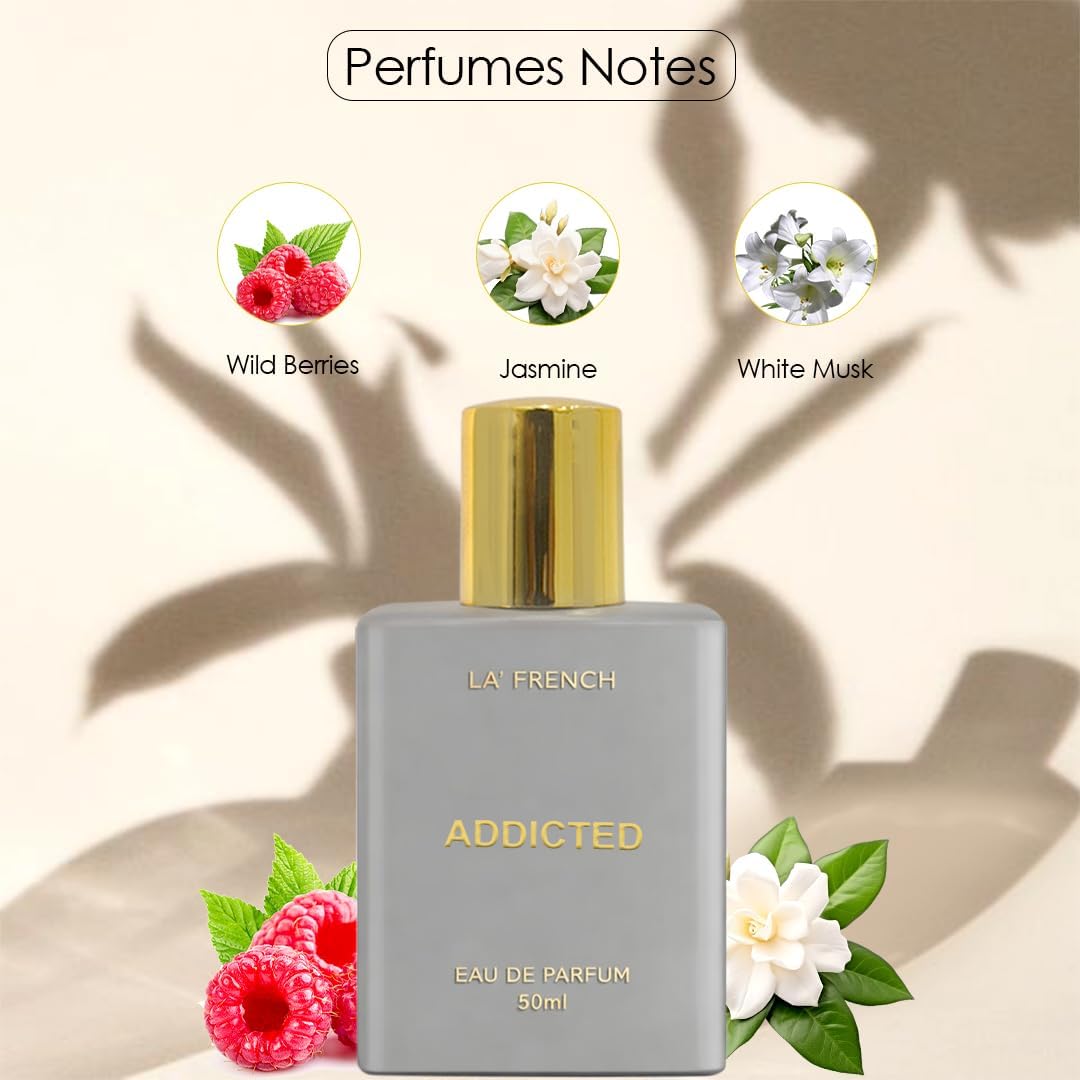 Addicted Perfume for Men & Women 50ml | Long Lasting Sweet Fruity Floral Fragrance | Premium Unisex Eau De Parfum | Bold & Addictive Scent