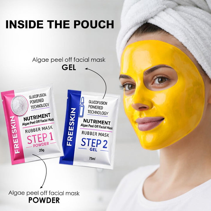 Bridal Algae Peel-Off Mask Kit for All Skin Types | Instant Bridal Glow | Targets Pigmentation &amp; Tan Removal | Professional Facial Treatment | Powder 25g + Gel 75ml