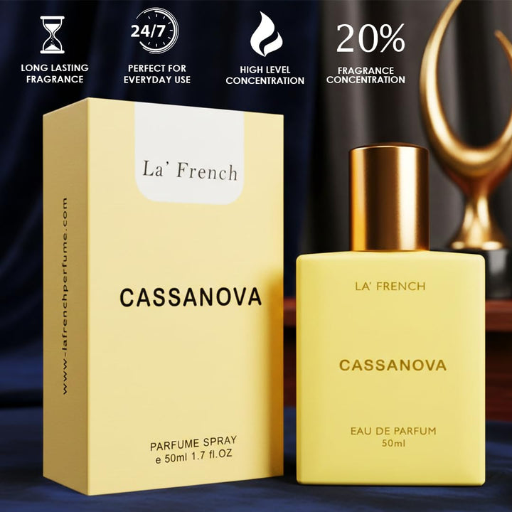 Casanova Perfume for Men & Women 50ml | Long Lasting Romantic Woody Spicy Unisex Fragrance | Premium Eau De Parfum | Seductive & Elegant Scent