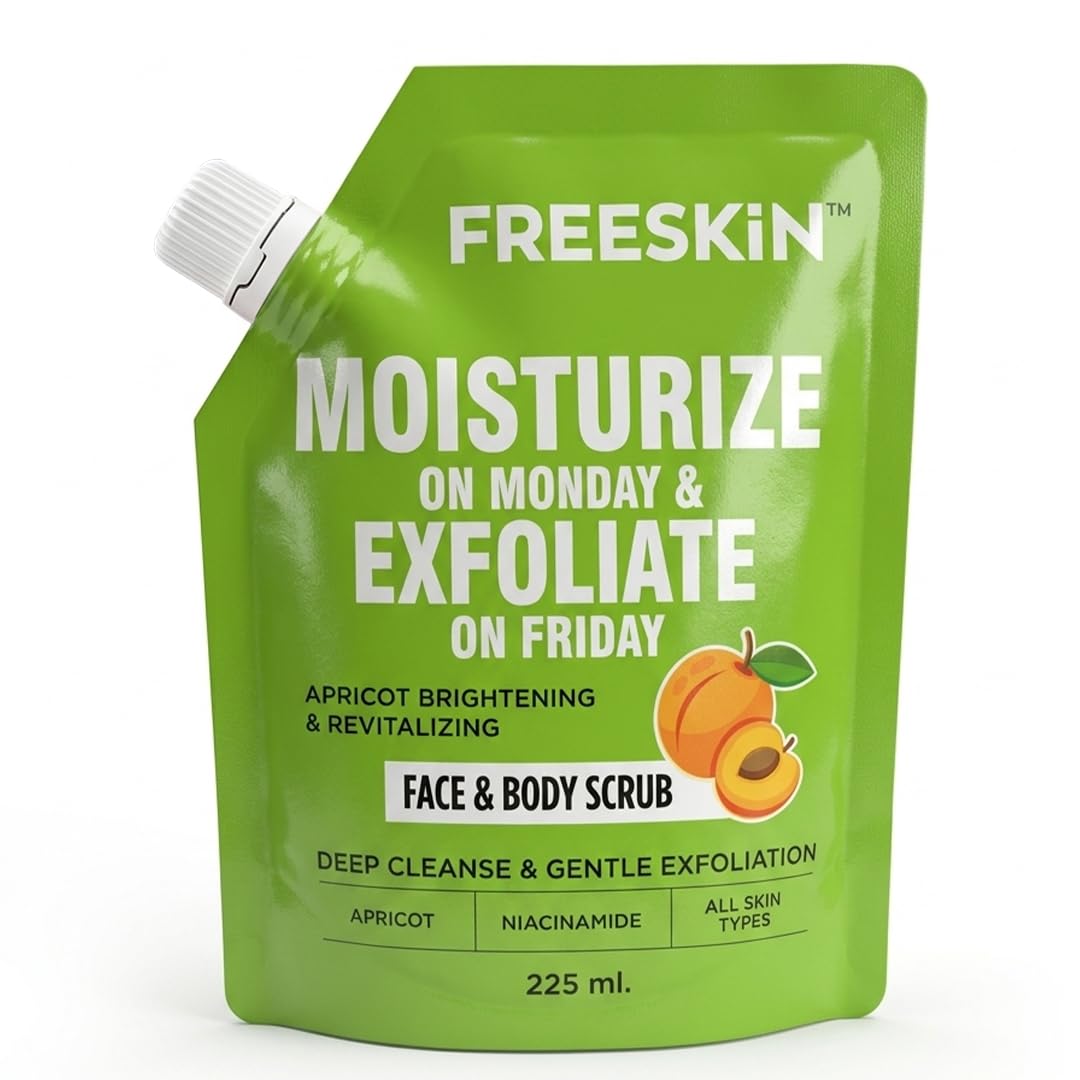 Apricot Face & Body Scrub 225ml | Gentle Exfoliating Scrub for Smooth, Soft & Glowing Skin | Removes Dead Skin Cells, Tan & Impurities | Suitable for All Skin Types