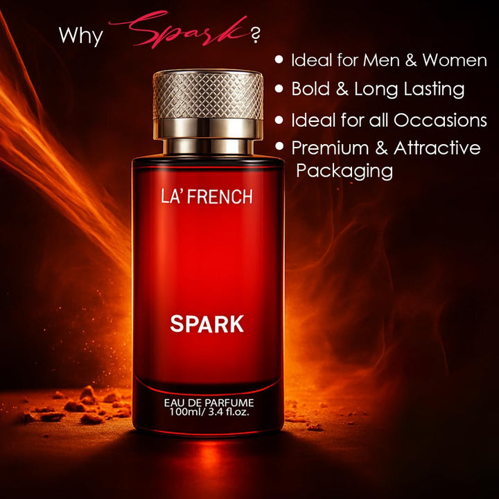Spark Eau De Parfum 100ml | Long Lasting Fresh Citrus Fruity Fragrance | Premium Unisex Perfume for Men & Women | Energetic & Vibrant Scent