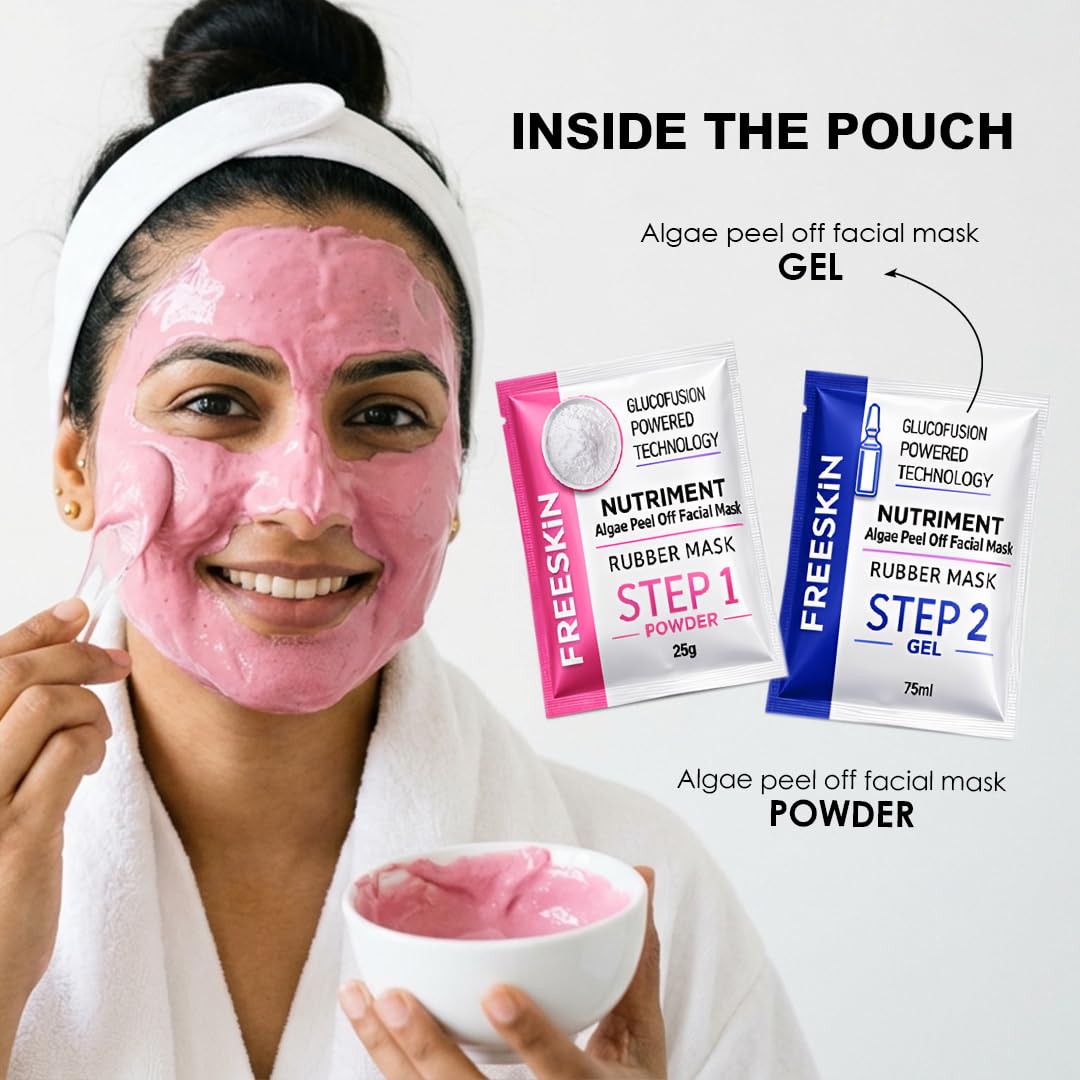 Age Defence Algae Peel-Off Mask Kit for All Skin Types | Professional Facial Treatment | Hydrating &Nourishing Skin Care | Powder 25g + Gel 75ml