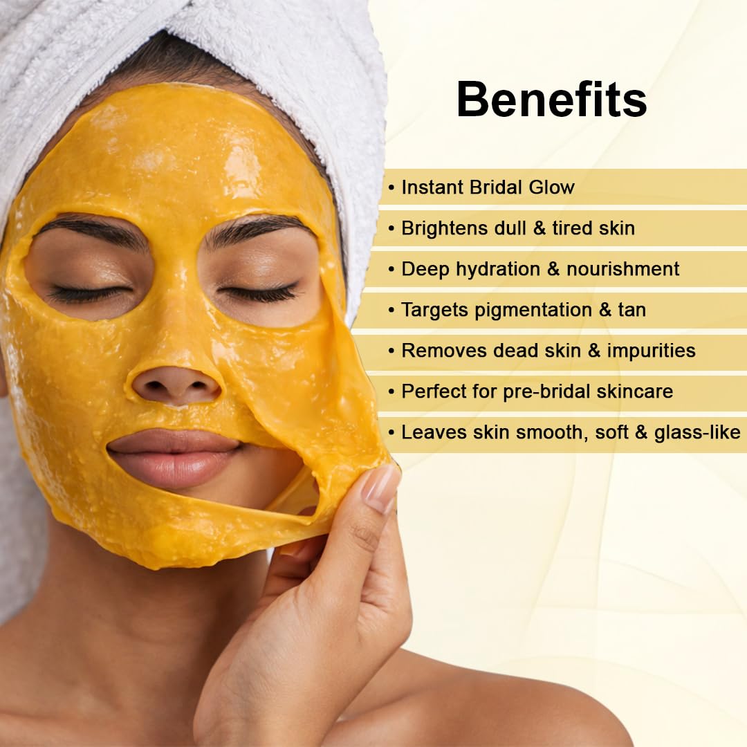 Bridal Algae Peel-Off Mask Kit for All Skin Types | Instant Bridal Glow | Targets Pigmentation &amp; Tan Removal | Professional Facial Treatment | Powder 25g + Gel 75ml