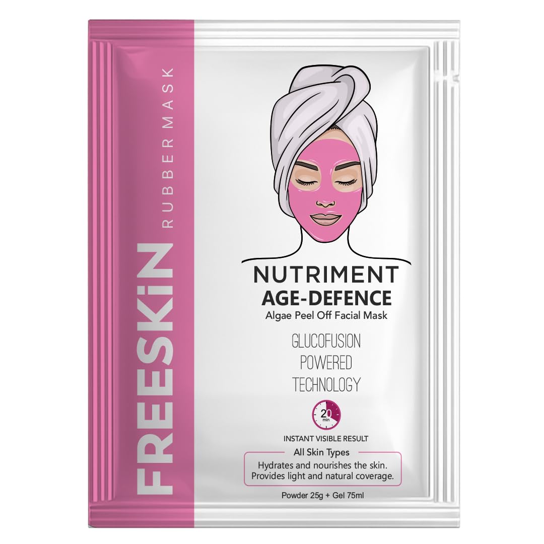 Age Defence Algae Peel-Off Mask Kit for All Skin Types | Professional Facial Treatment | Hydrating &Nourishing Skin Care | Powder 25g + Gel 75ml