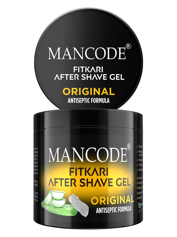 Fitkari After Shaving Gel Original 100gm | Aloe Vera & Pine Bark Soothing After Shave Gel | Anti-Razor Bumps Cooling Skin Repair Gel for Men