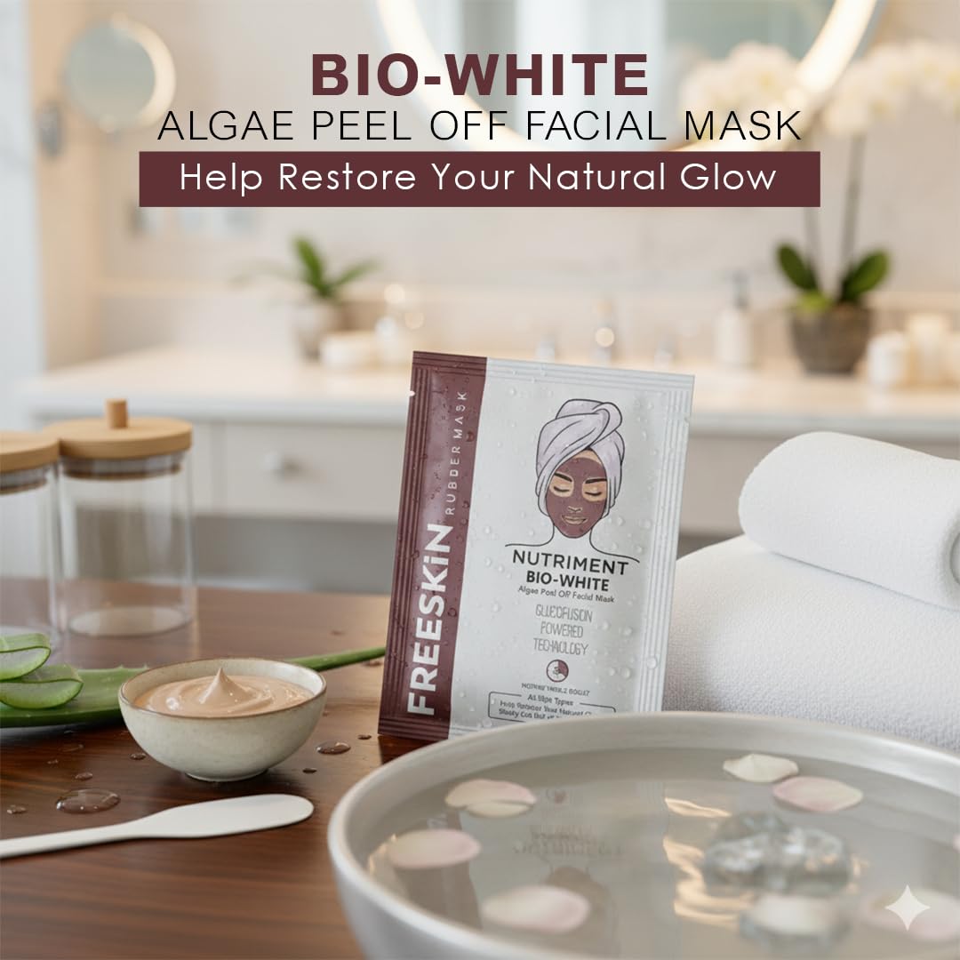 Bio White Algae Peel Off Mask Powder 25g + Activator Gel 75ml for Deep Hydration, Oil Control, Pore Tightening & Smooth Glowing Skin | Suitable for All Skin Types.