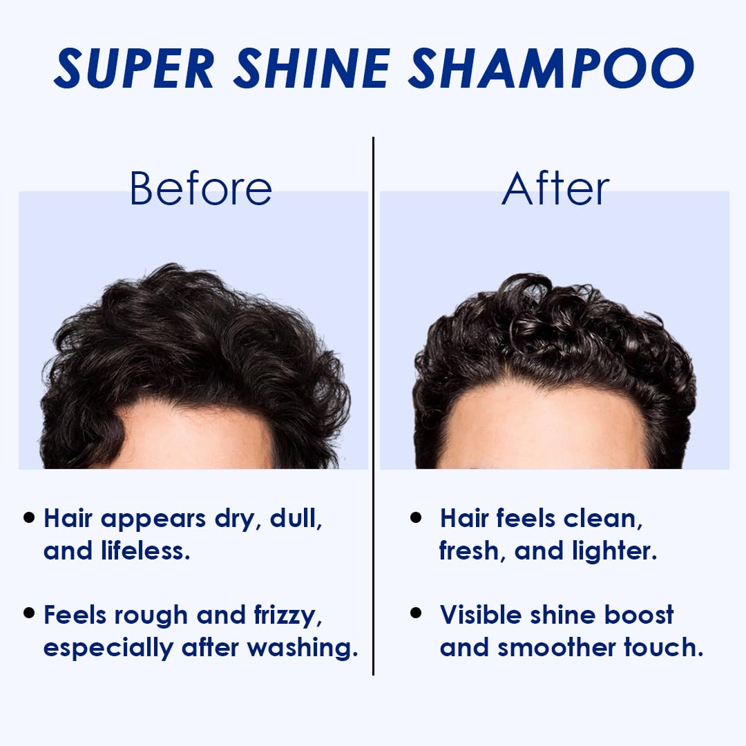 Super Shine Shampoo (400ml) | 1% Hyaluronic Acid Hydrating Shampoo for Men – Shine, Strength & Repair for Dull Hair
