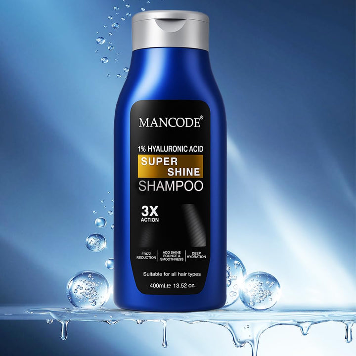 Super Shine Shampoo (400ml) | 1% Hyaluronic Acid Hydrating Shampoo for Men – Shine, Strength & Repair for Dull Hair