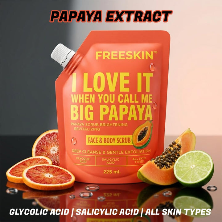 Papaya Face & Body Scrub 225ml | Radiance Boosting Exfoliating Scrub