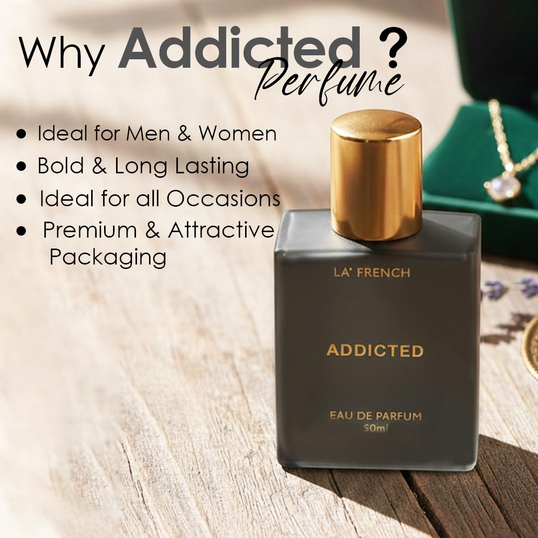 Addicted Perfume for Men & Women 50ml | Long Lasting Sweet Fruity Floral Fragrance | Premium Unisex Eau De Parfum | Bold & Addictive Scent