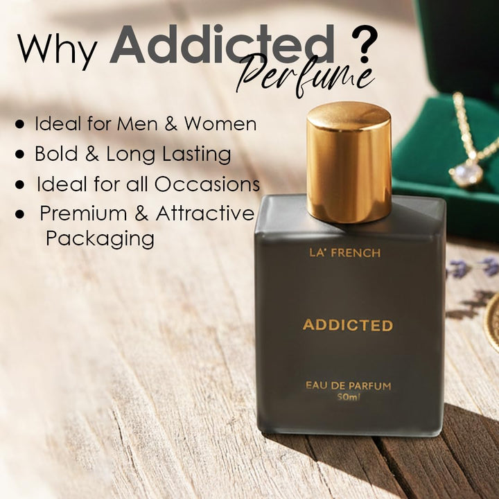 Addicted Perfume for Men & Women 50ml | Long Lasting Sweet Fruity Floral Fragrance | Premium Unisex Eau De Parfum | Bold & Addictive Scent