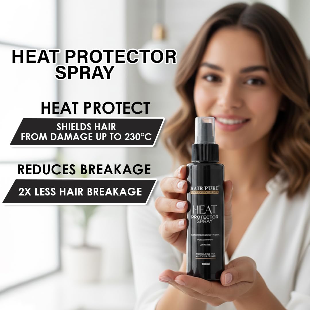 Heat Protector Spray 100ml | Heat Protection Spray Up to 230°C | Controls Frizz & Prevents Hair Damage | Lightweight Non-Sticky Formula for All Hair Types