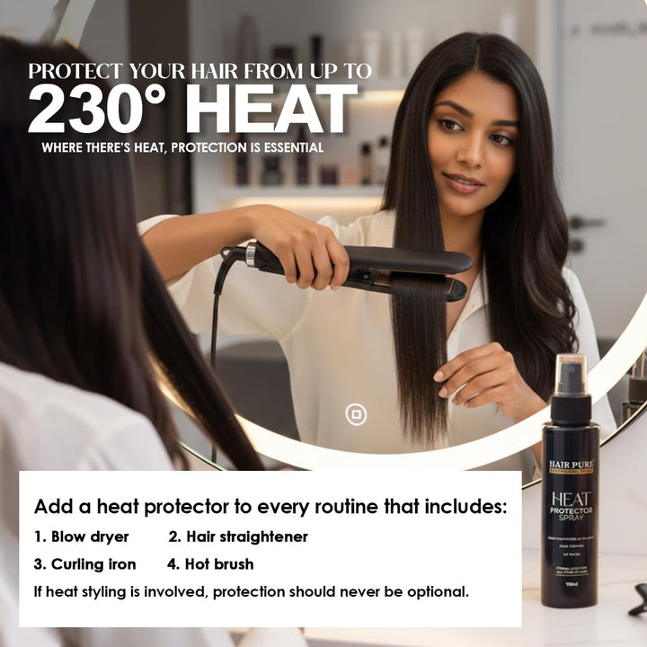 Heat Protector Spray 100ml | Heat Protection Spray Up to 230°C | Controls Frizz & Prevents Hair Damage | Lightweight Non-Sticky Formula for All Hair Types