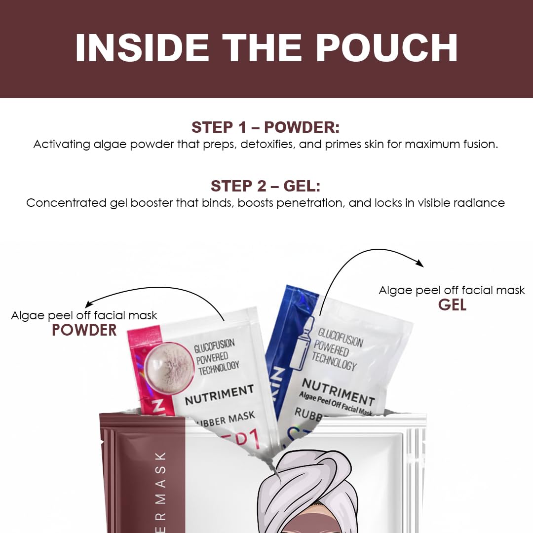 Bio White Algae Peel Off Mask Powder 25g + Activator Gel 75ml for Deep Hydration, Oil Control, Pore Tightening & Smooth Glowing Skin | Suitable for All Skin Types.