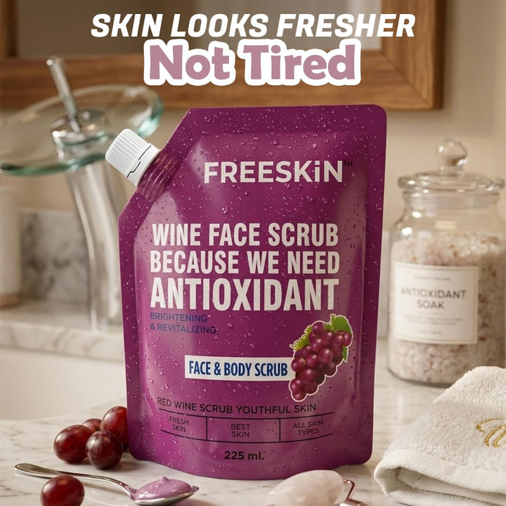 Red Wine Face & Body Scrub 225ml | Antioxidant-Rich Exfoliating Scrub| Glowing & Radiant Skin
