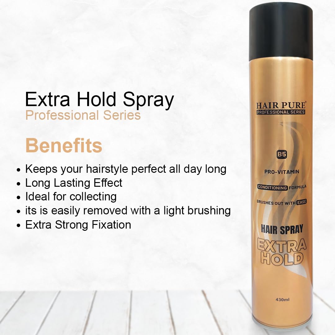 Extra Hold Hair Spray 430ml | Pro-Vitamin B5 Conditioning Formula | Long Lasting Strong Hold Hair Spray for All Hair Types