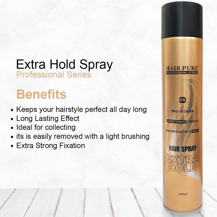 Extra Hold Hair Spray 430ml | Pro-Vitamin B5 Conditioning Formula | Long Lasting Strong Hold Hair Spray for All Hair Types