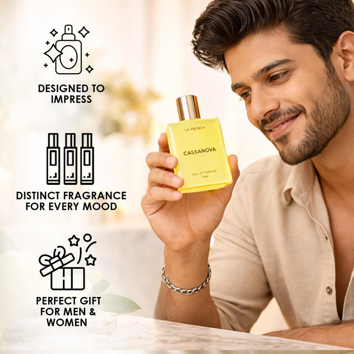 Casanova Perfume for Men & Women 50ml | Long Lasting Romantic Woody Spicy Unisex Fragrance | Premium Eau De Parfum | Seductive & Elegant Scent
