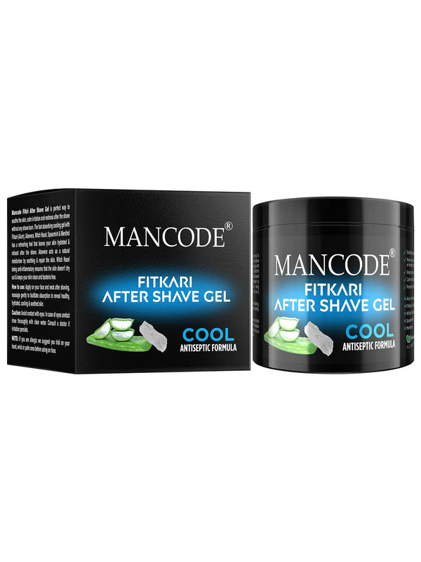 Fitkari After Shave Gel Cool 100ml for Men | Aloe Vera & Menthol Soothing After Shave Gel | Anti-Razor Bumps & Skin Cooling Gel