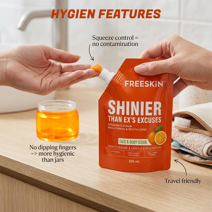 Vitamin C Face & Body Scrub 225ml | Brightening & Tan Removal Exfoliating Scrub