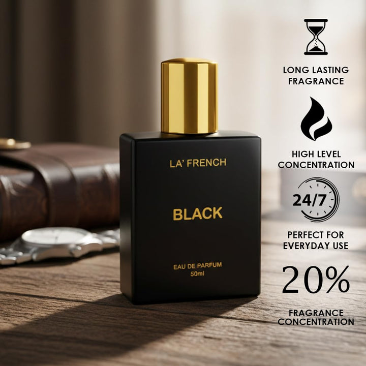Black Perfume for Men & Women 50ml | Long Lasting Dark Woody Spicy Fragrance | Premium Unisex Eau De Parfum | Bold & Mysterious Scent