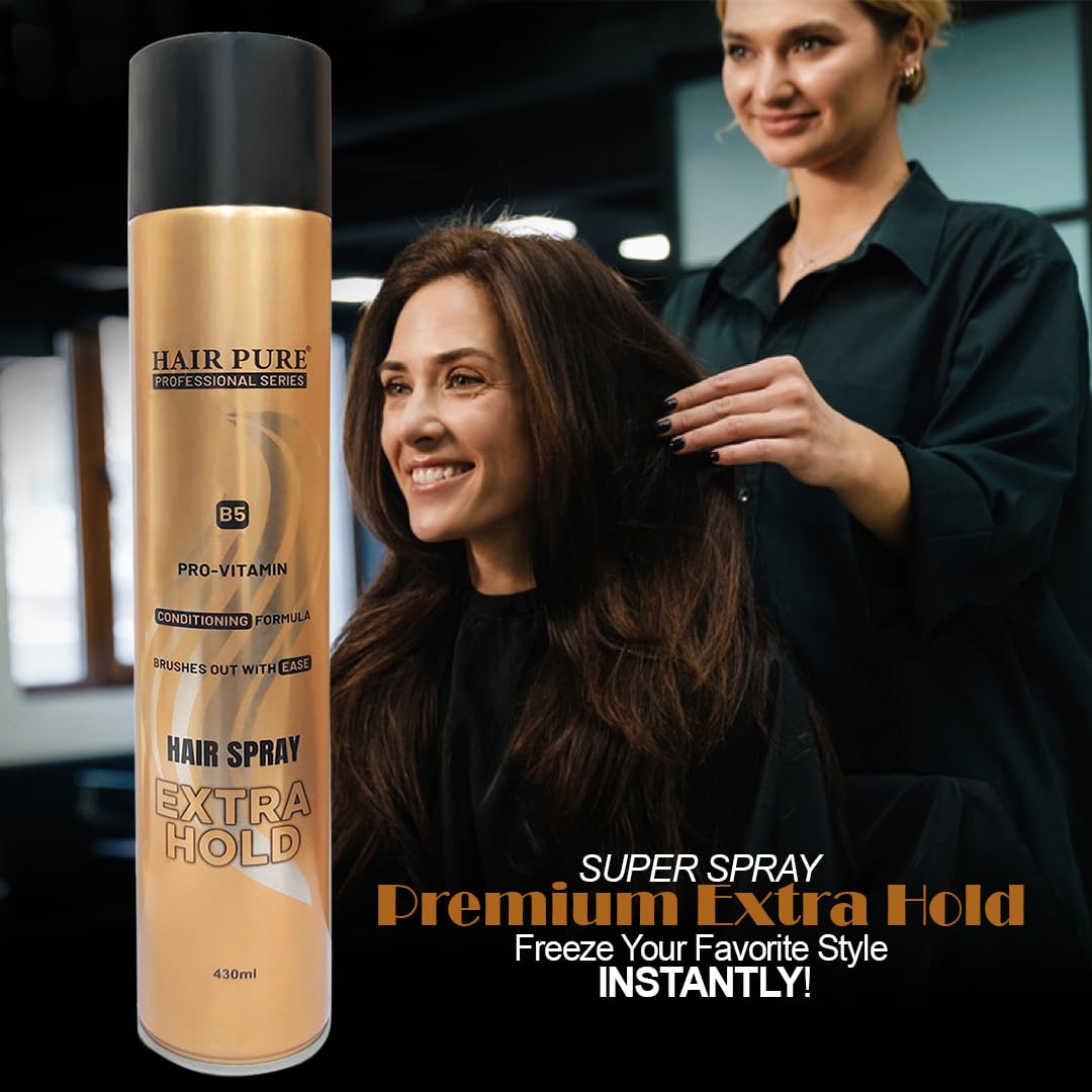 Extra Hold Hair Spray 430ml | Pro-Vitamin B5 Conditioning Formula | Long Lasting Strong Hold Hair Spray for All Hair Types