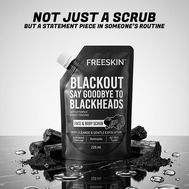 Activated Charcoal Face & Body Scrub 225ml | Deep Cleansing & Blackhead Removal Scrub