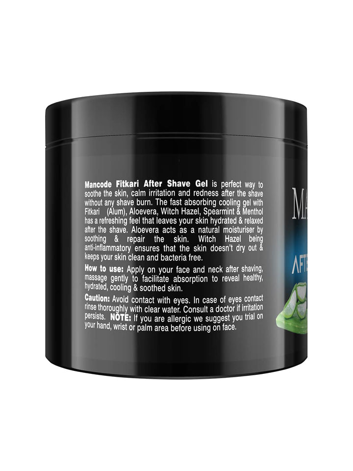 Fitkari After Shave Gel Cool 100ml for Men | Aloe Vera & Menthol Soothing After Shave Gel | Anti-Razor Bumps & Skin Cooling Gel