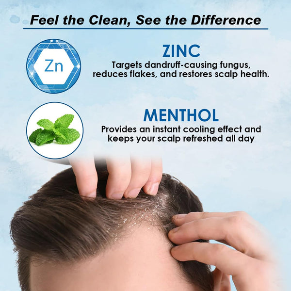 Anti-Dandruff Shampoo (400ml) | Zinc Pyrithione & Menthol Cooling Formula for Men – Fights Dandruff, Cleanses Scalp & Strengthens Hair