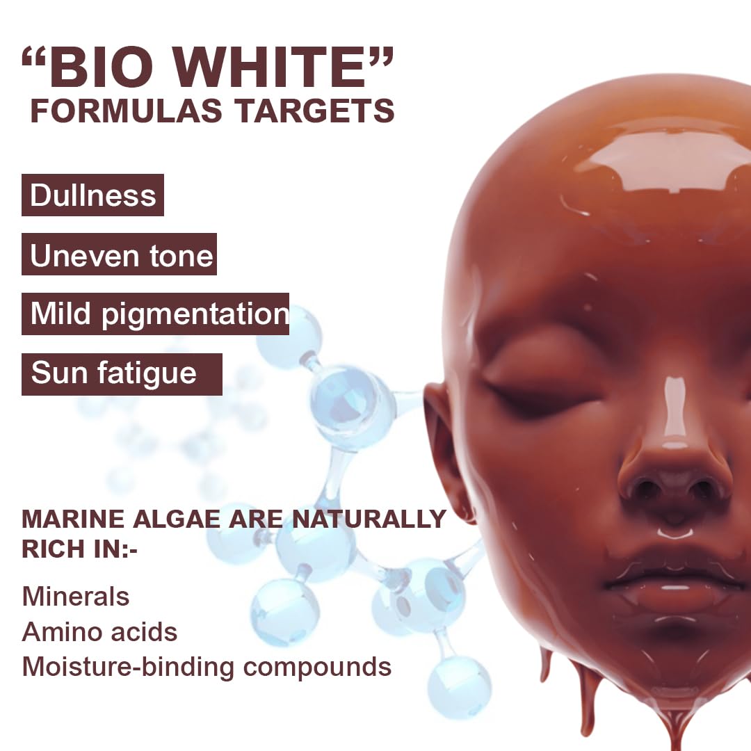 Bio White Algae Peel Off Mask Powder 25g + Activator Gel 75ml for Deep Hydration, Oil Control, Pore Tightening & Smooth Glowing Skin | Suitable for All Skin Types.
