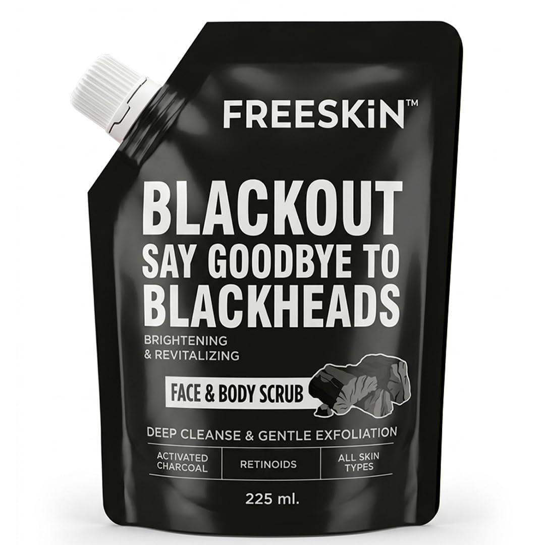 Activated Charcoal Face & Body Scrub 225ml | Deep Cleansing & Blackhead Removal Scrub
