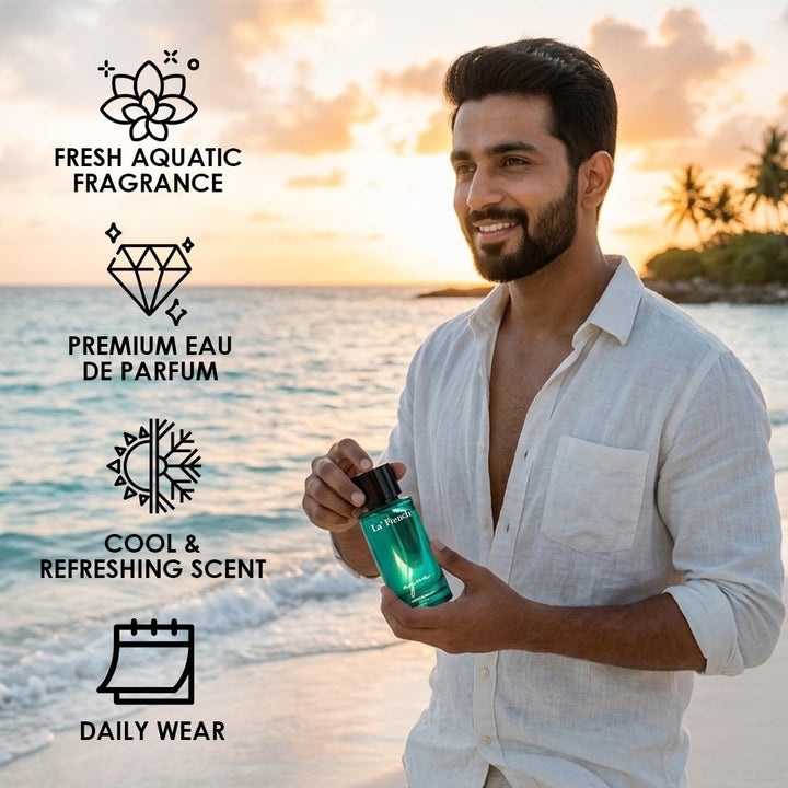 Aqua Perfume for Men & Women 100ml | Long Lasting Fresh Aquatic Fragrance | Premium Unisex Eau De Parfum | Clean & Refreshing Daily Wear Scent