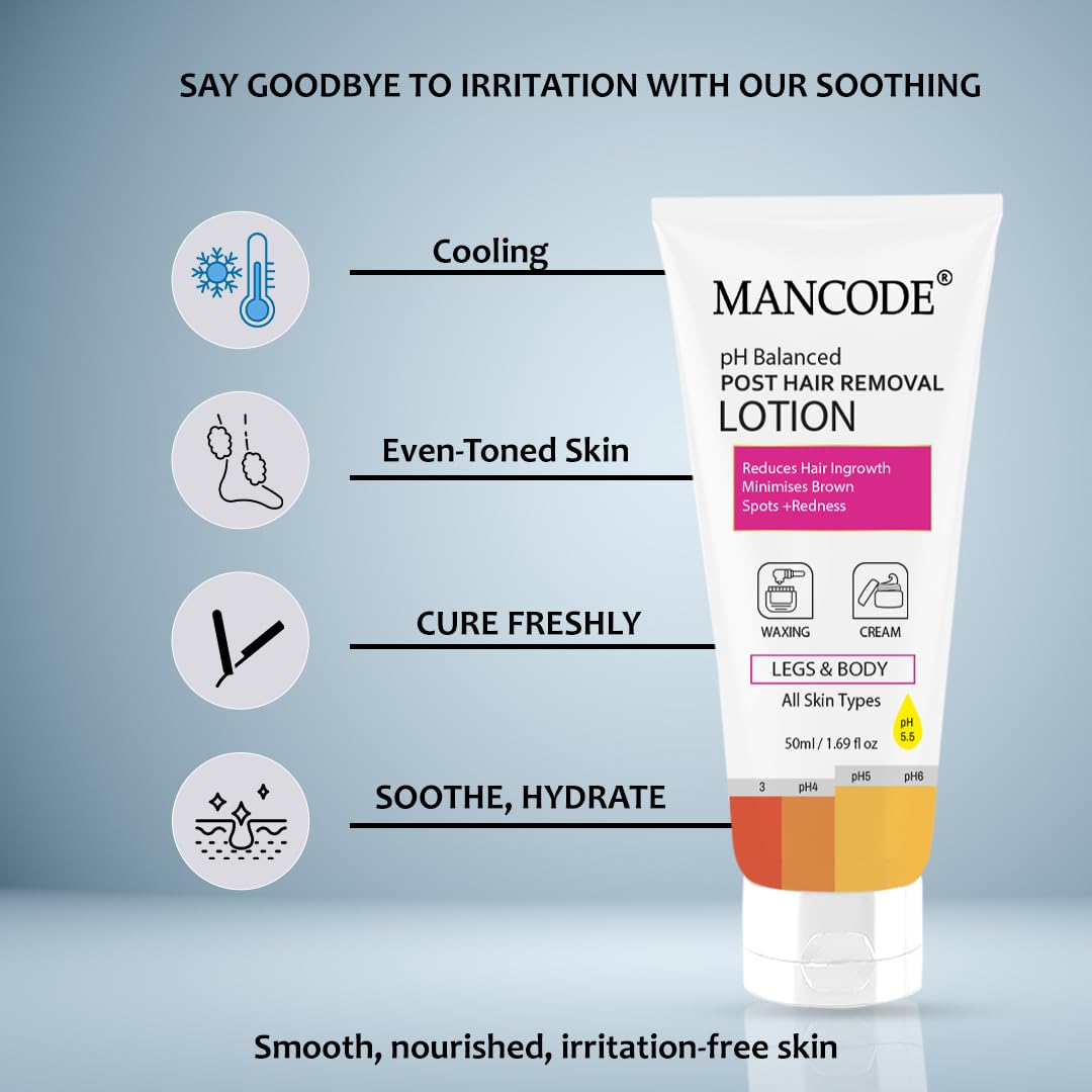 PH Balanced Post Hair Removal Lotion 50ml | Soothing After Wax & Shave Lotion | Reduces Redness, Irritation & Ingrown Hair Care for Smooth Skin