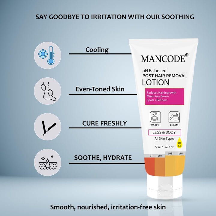 PH Balanced Post Hair Removal Lotion 50ml | Soothing After Wax & Shave Lotion | Reduces Redness, Irritation & Ingrown Hair Care for Smooth Skin