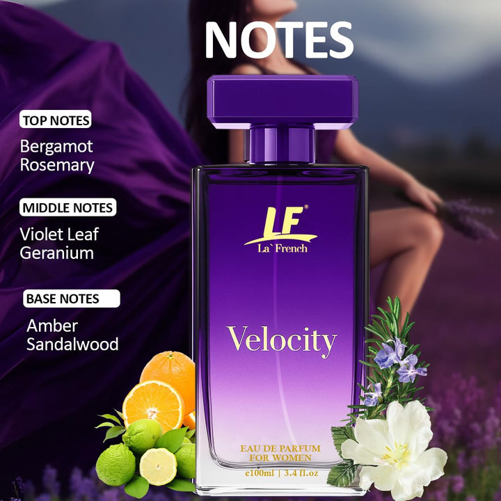 Velocity Perfume for Women 100ml – Long Lasting Eau De Parfum | Fresh Floral Bergamot Amber Sandalwood Fragrance