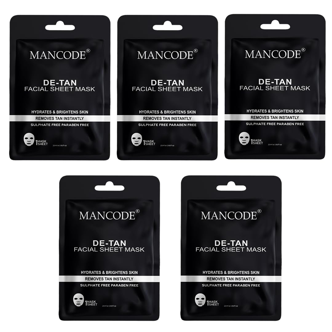 De Tan Facial Sheet Mask 25ml Combo Pack of 5 | Instant Tan Removal