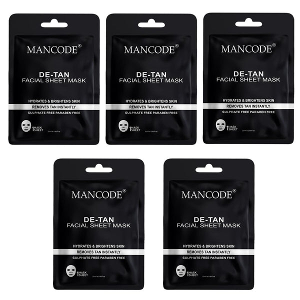 De Tan Facial Sheet Mask 25ml Combo Pack of 5 | Instant Tan Removal
