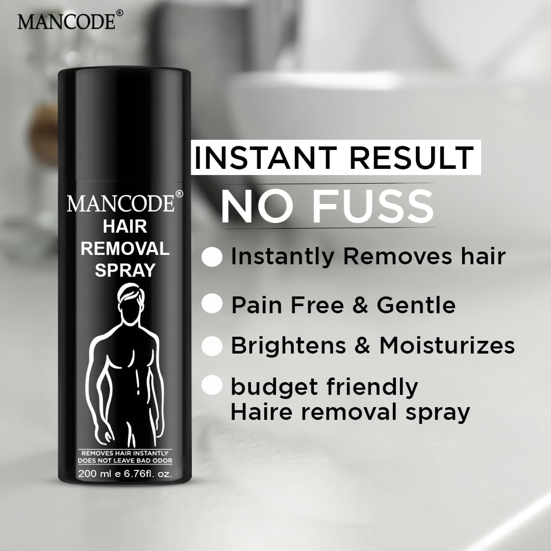Hair Removal Foam Spray (200ml) | Painless Fast-Acting 3–6 Min Hair Removal for Men – Smooth Skin for Body, Chest, Back & Intimate Areas