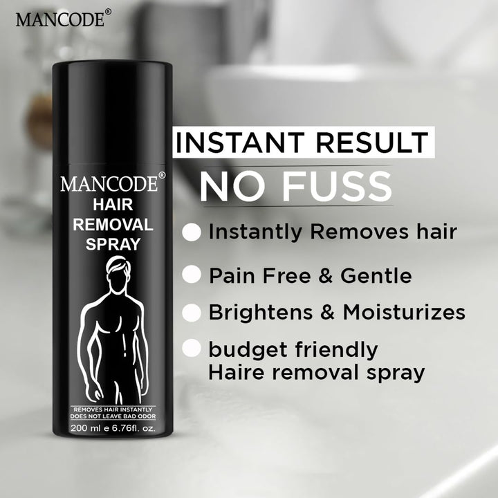 Hair Removal Foam Spray (200ml) | Painless Fast-Acting 3–6 Min Hair Removal for Men – Smooth Skin for Body, Chest, Back & Intimate Areas