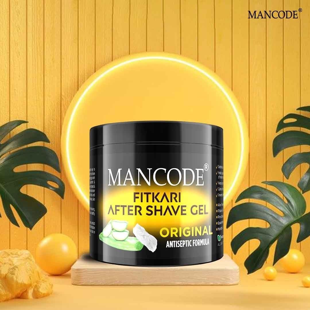 Fitkari After Shaving Gel Original 100gm | Aloe Vera & Pine Bark Soothing After Shave Gel | Anti-Razor Bumps Cooling Skin Repair Gel for Men