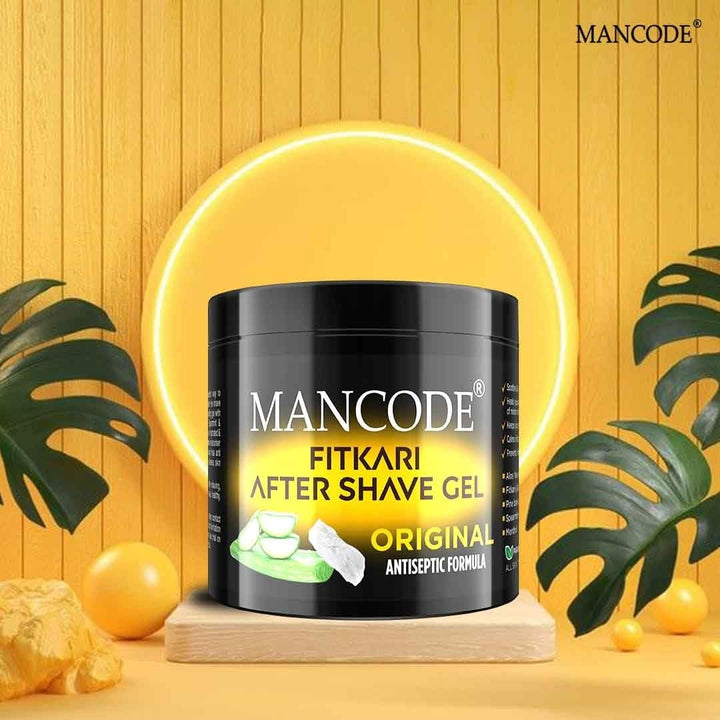 Fitkari After Shaving Gel Original 100gm | Aloe Vera & Pine Bark Soothing After Shave Gel | Anti-Razor Bumps Cooling Skin Repair Gel for Men